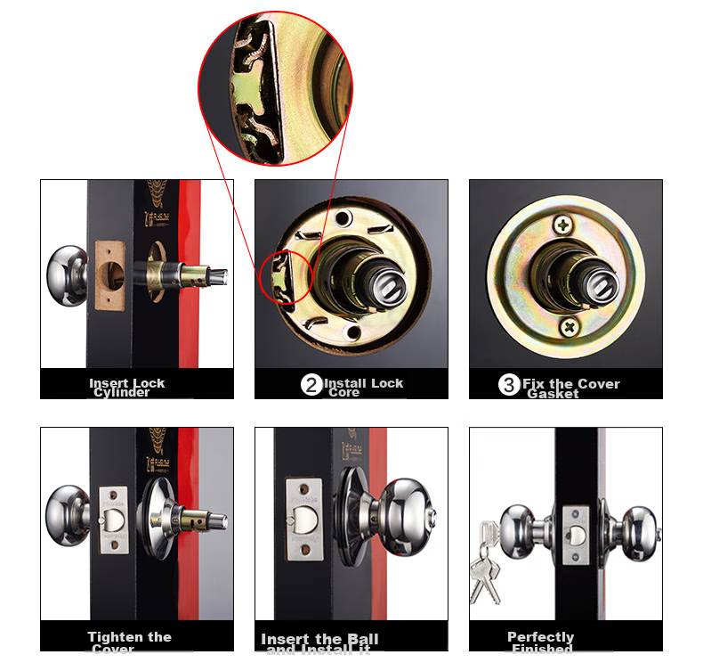 Fly.Globe Spherical Lock, Indoor Bedroom Door Lock, Beech Wood Ball Lock FQ-5831WD, Back-To Seaso 14