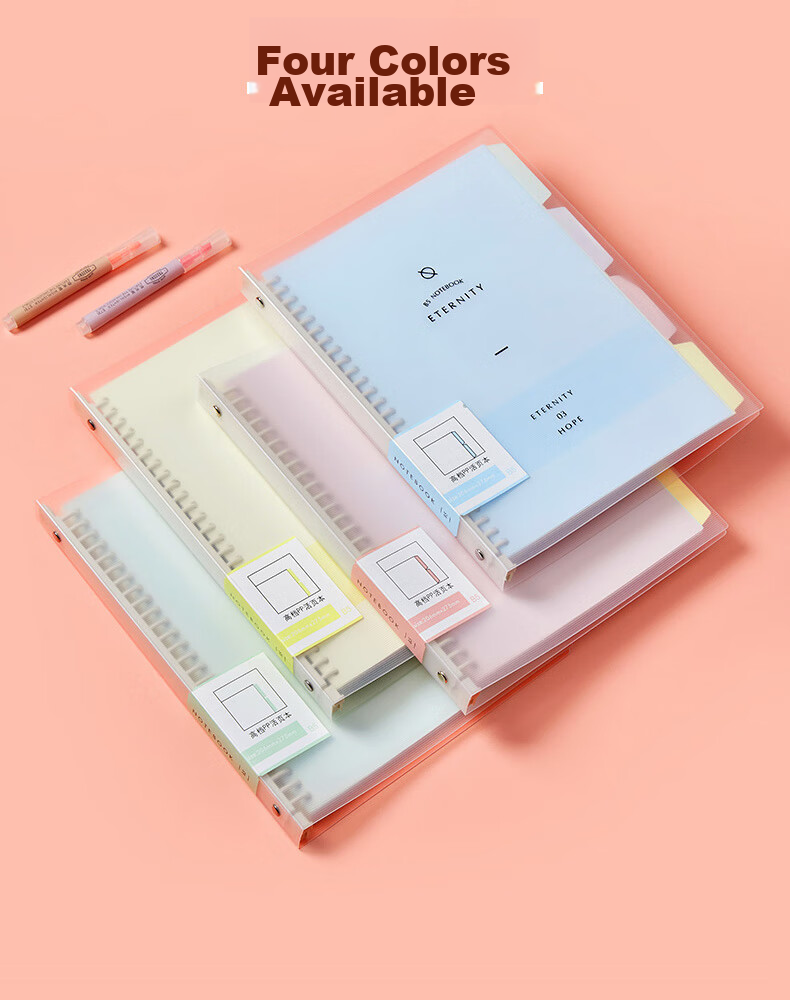 Wengu Loose-Leaf Notebook, Handwritten B5/60 Sheets, for Notes And Diary, Suitable for Middle And High School Students, Office Meeting Use, Detachable with 26 Holes, Includes Index Dividers, Ruled B17-B5/B Pink 3