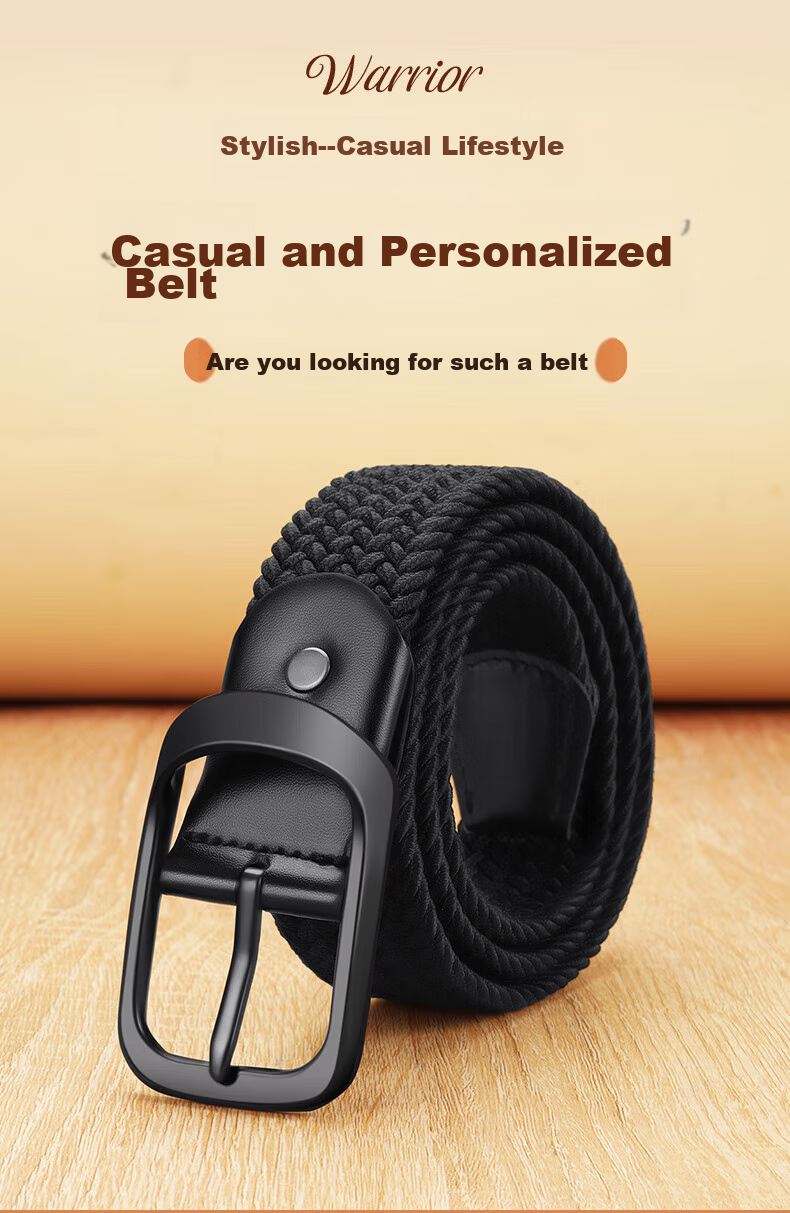 Huili Canvas Belt for Men And Women, No-Drill Tactical Elastic Woven Belt, Versatile Loose-Fit Trouser Belt 2