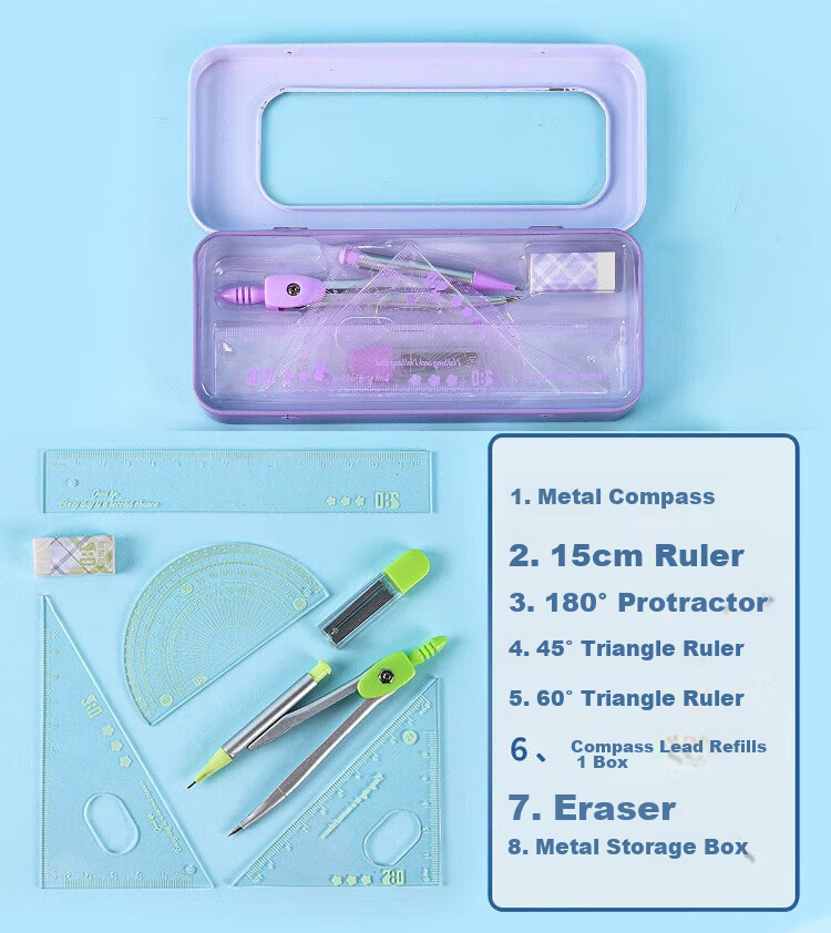 KALRENCAT Stationery Student Exam Drawing Ruler Set: 15cm Straight Ruler + 2 Triangular Rulers + Protractor, 4-Piece Set Recommended for Exams, National Day And Mid-Autumn Festival Gift Package 3