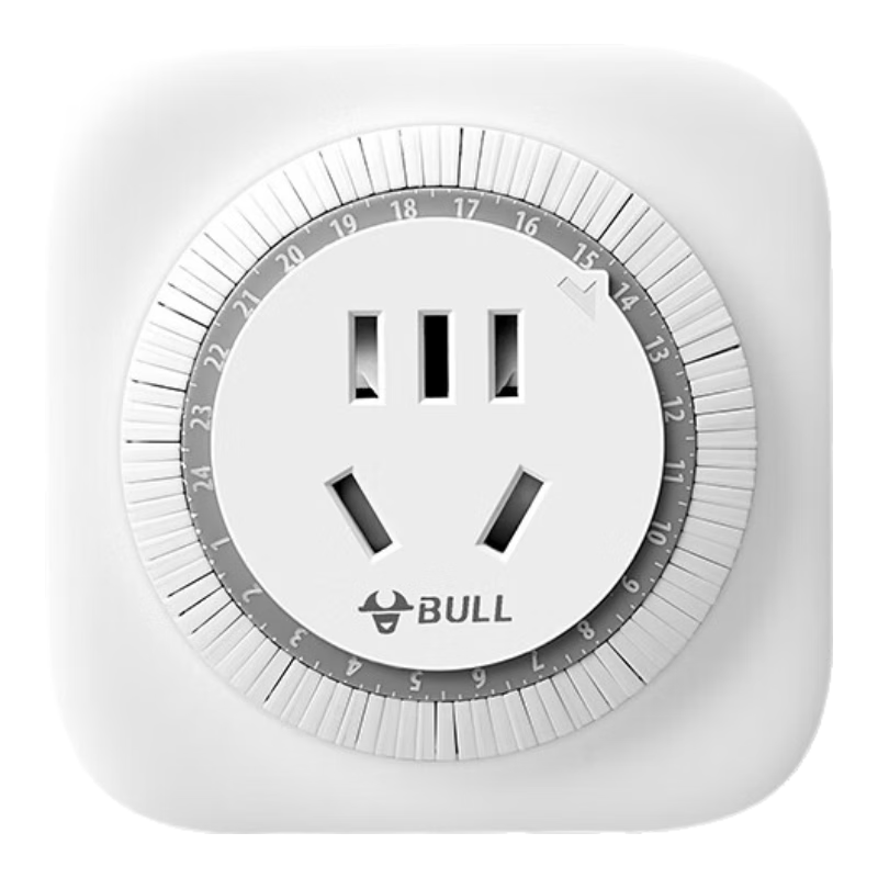 BULL Mechanical Timer Socket/converter, Power Outage Detection, 24-Hour Cycle, Suitable for Electric Water Heaters/mobile Phone Companion GND-2