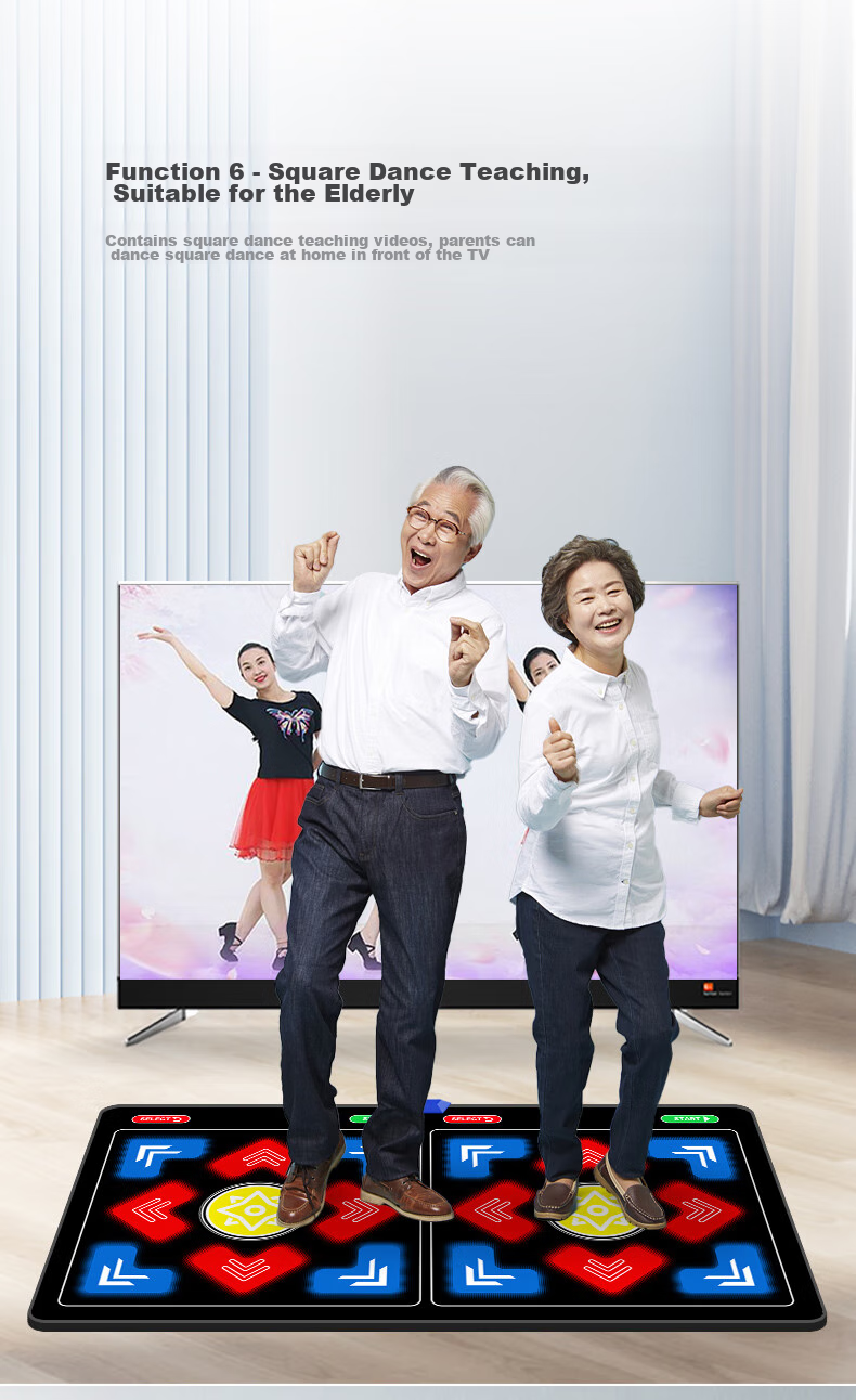 [Children's Birthday Gift] HongTai Double Wireless Dance Mat for Home Use with TV Motion Sensor Camera, Running Mat 23