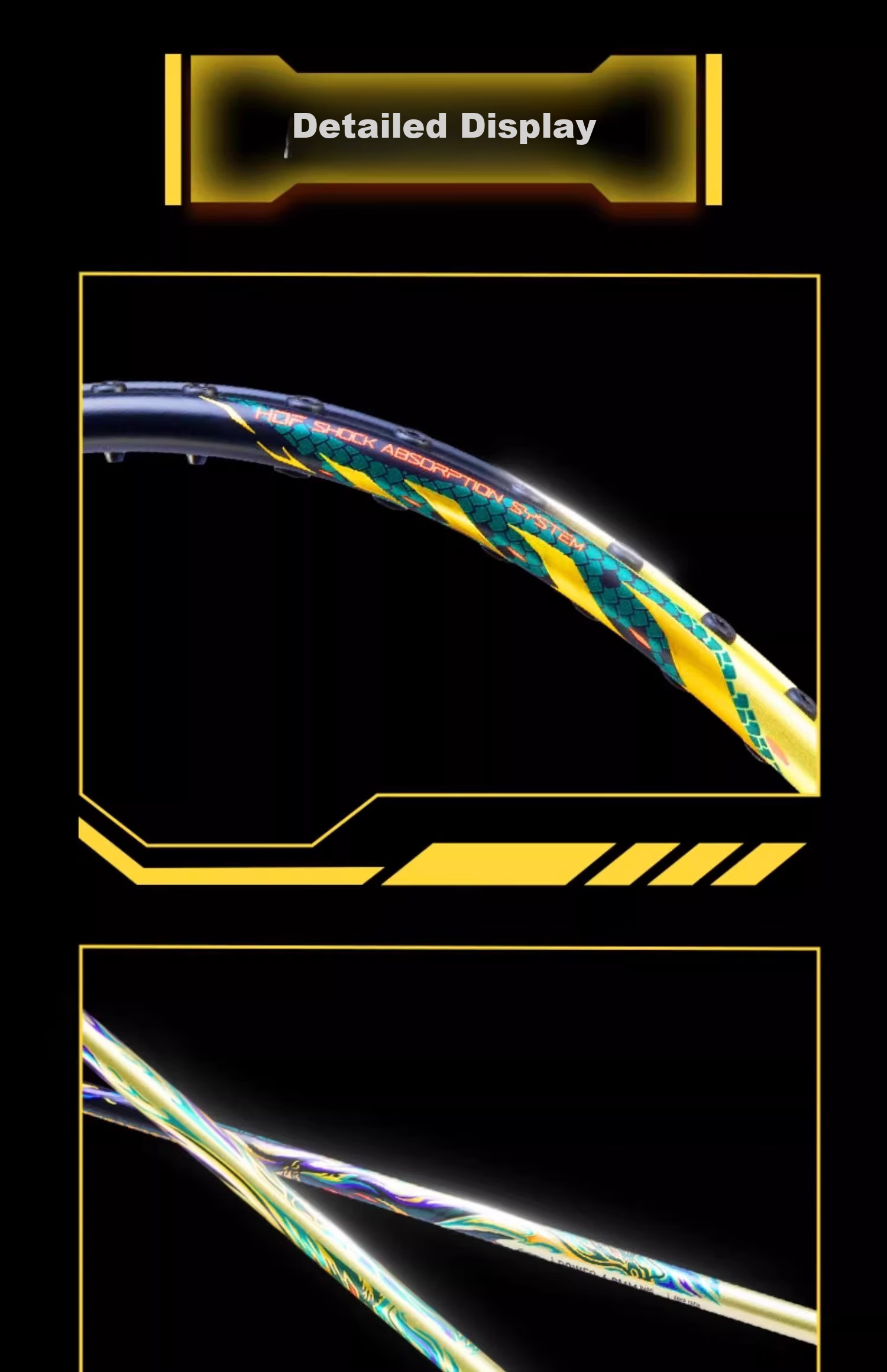 Li-Ning Thunder 80 Badminton Racket, Full Carbon Offensive Model, Chen Long's Battle Racket, Black And Gold Color Scheme, High-End Badminton Racket, 5U Unstrung Racket 7