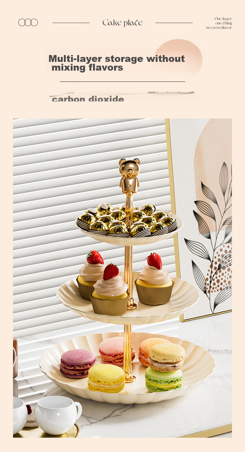 YIJUKE [3-Tier] Luxury Fruit Plate, Living Room Coffee Table Snack Tray, Candy Dish, Dried Fruit And Pastry Stand, Dessert Serving Tray 3