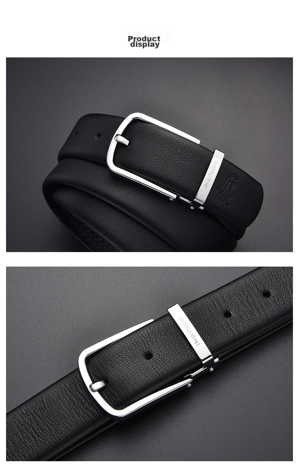Hush Puppies Pin Buckle Leather Belt, Business Men's Belt Gift Box, Birthday Present for Husband 8