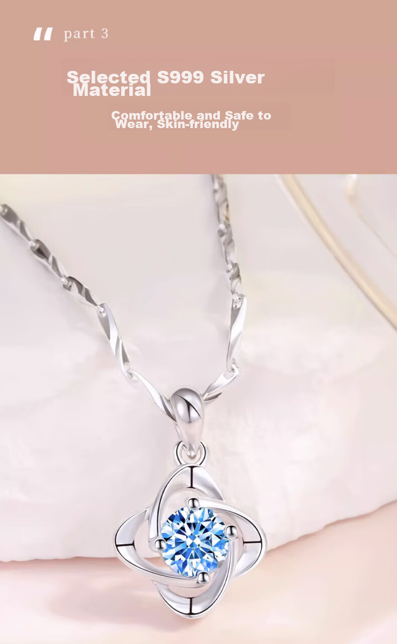 Zhoubaifu [1000+ Stores] Four-Leaf Clover Necklace for Women, Luxurious Silver Pendant, Birthday Gift for Girlfriend Or Wife 9