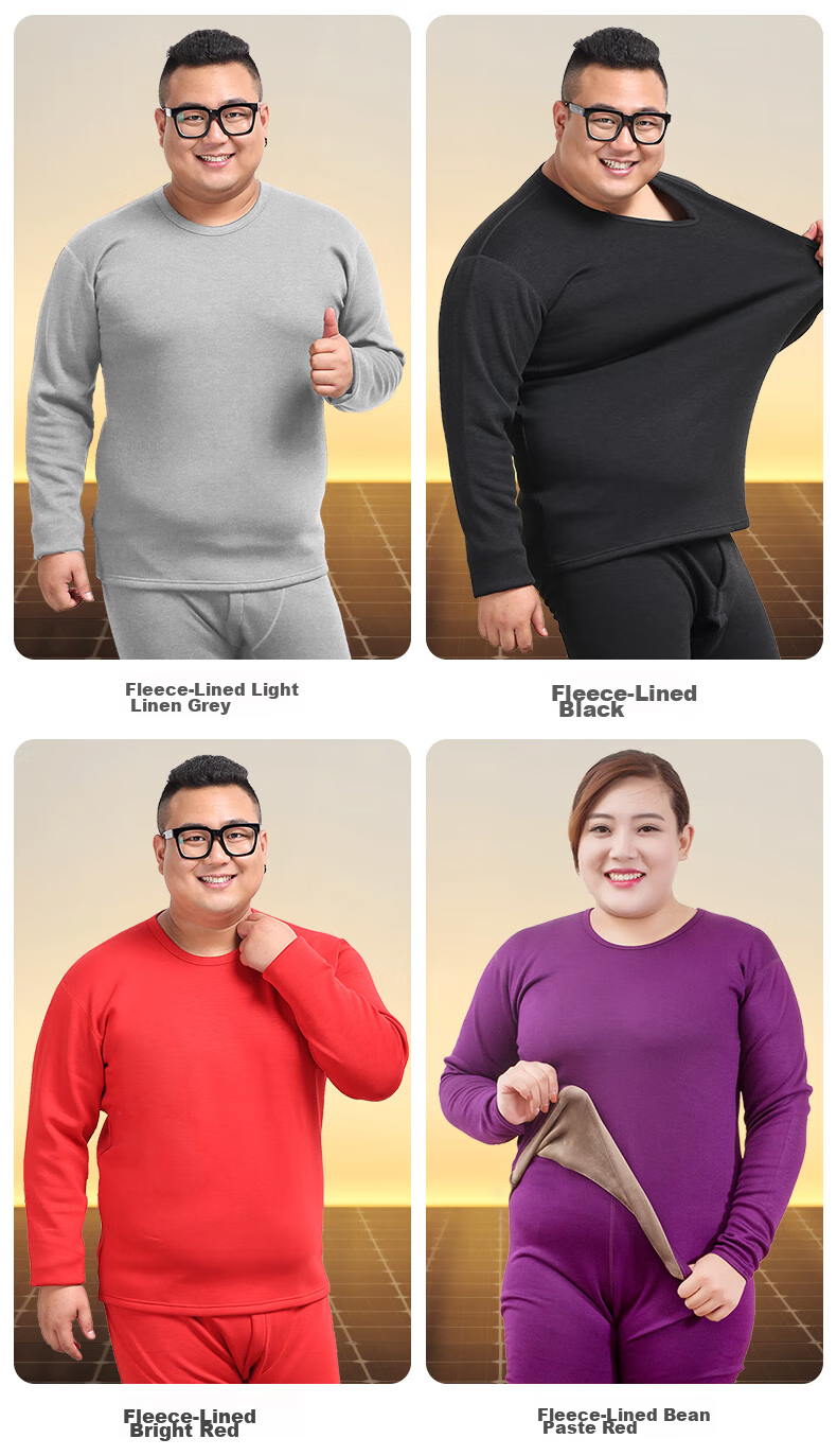 Hengyuanxiang [Plus Size Autumn Underwear] Women's 100% Pure Cotton Thin Antibacterial Plus-Size Thermal Underwear Set for Chubby Girls, Spring And Fall 20
