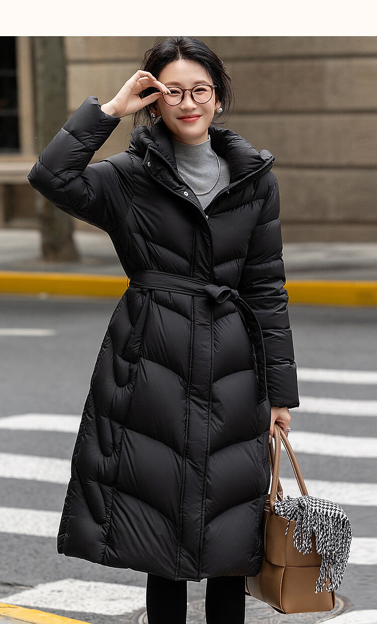 Dme [Hide in Sunroom] Winter 400T Spring 90% Down Filling Wavy Pattern Hooded down Jacket for Wome 10