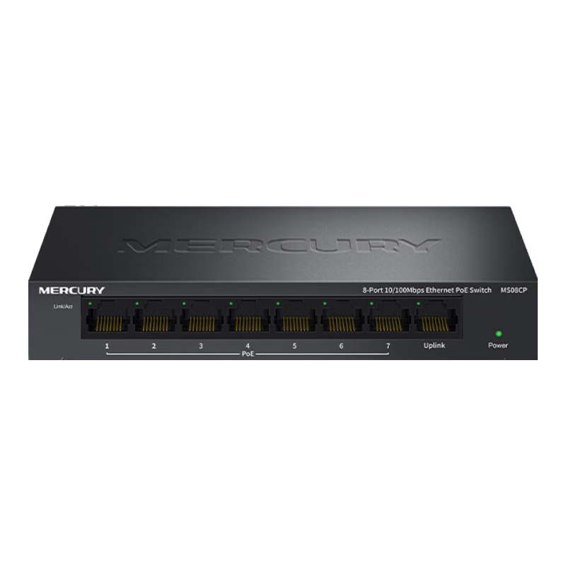 MERCURY 8-Port 100Mbps 7-Port POE Switch, Security Monitoring Suitable for Home Network Splitter MS08CP