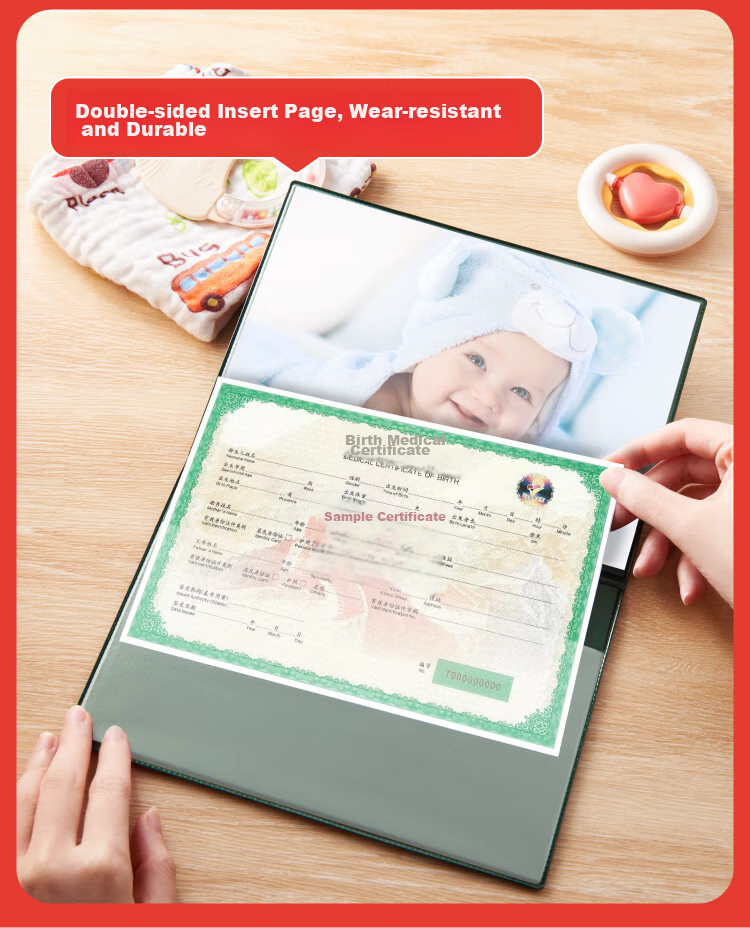 JONEVEE Birth Certificate And Vaccination Record Protector (Set of 2), Classic Double Insert Pages, Jujube Red, Baby Medical Document Cover, ZWCS04 12