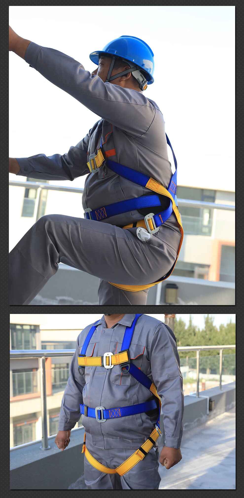 Xinbaolin Z-Y Fall Arrest Harness, National Standard European Style Five-Point Safety Belt, High-Altitude Work Fall Prevention, High-Quality Safety Harness with Two Large Hooks, 2 Meters Polyester Rope + Shock Absorber Pack, Shipped from Beijing Warehouse 17