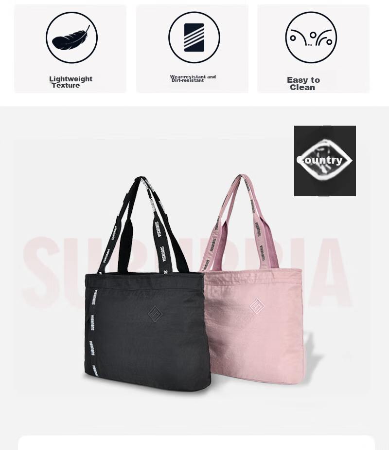 SUBURBIA Shibuya Dry-Wet Separation Fitness Bag, Shoulder Bag, Tote Bag, Women's Yoga Swimming Sports Bag, Black 1
