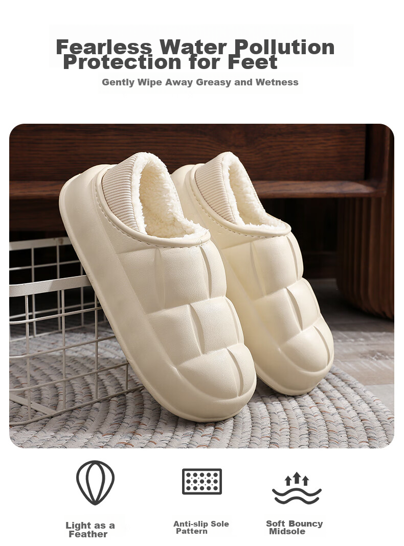 GUOLUOFEI Thick-Soled Cotton Slippers for Men And Women, Outdoor Waterproof Non-Slip Indoor Comfortable Heel-Covered Cotton Shoes, Gray, Size 40-41 3