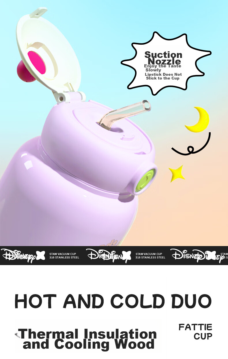 Disney Kids Insulated Water Bottle 316 Stainless Steel Straw Direct Drinking Cup Kindergarten Primary School Double Water Bottle 500ml 3