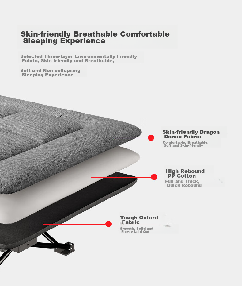 JEEP Folding Bed Lounger, Nap Bed, Office Single Bed Mattress, Integrated Siesta Bed, Camp Bed, Khaki Color 8