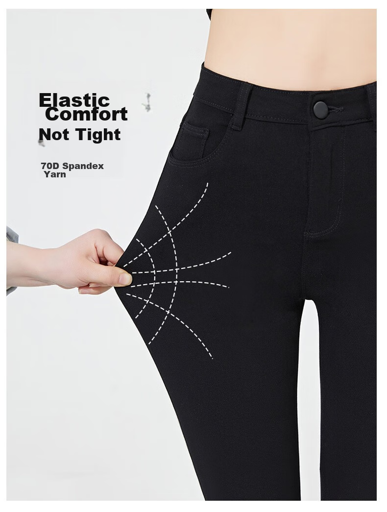LangSha Women's High-Waist Slim Fit Pencil Pants Black Magic Leggings Spring Autumn 9