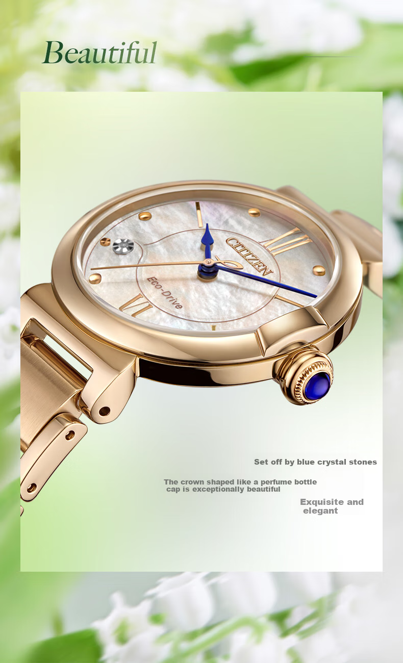 CITIZEN Watch for Women, Japanese And Korean Style, Eco-Drive, Mother-Of Dial, Exquisite Steel Band, Fashionable Gift for Girlfriend, EM1074-82D 13