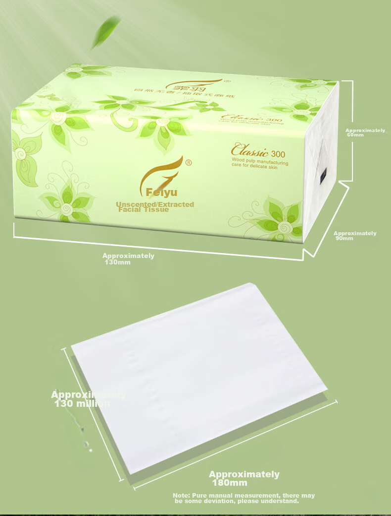 Feiyu Facial Tissues, 3-Ply, 100 Sheets*6 Packs, Newly Upgraded Virgin Wood Pulp Tissues, Baby Home Use Facial Tissues, Napkins, 0550 1