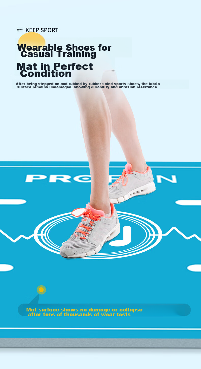 PROIRON Puli'ai Exercise Mat with Shock Absorption, Soundproofing, Indoor Fitness, Non-Slip, Cushioning, Wear-Resistant, Enlarged And Widened Floor Mat, Blue 7