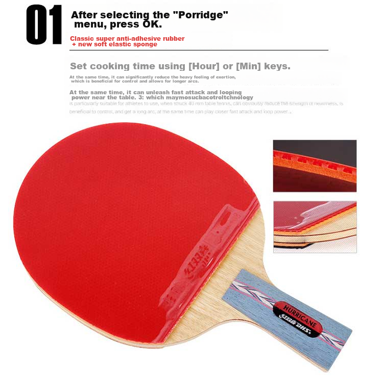 DHS Table Tennis Racket Kuangbiao Gift Box, Straight Handle Single Racket, Double-Sided Reverse Rubber, Birthday Mid-Autumn Festival Gift NO.1 4