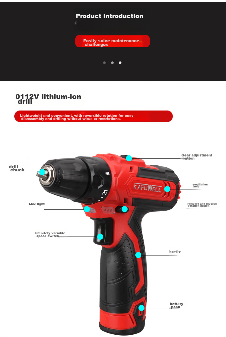 Kafuweier 126-Piece Electric Drill Tool Box Set, Household Double Battery Electric Screwdriver Set, Hardware Tools P3893A 14