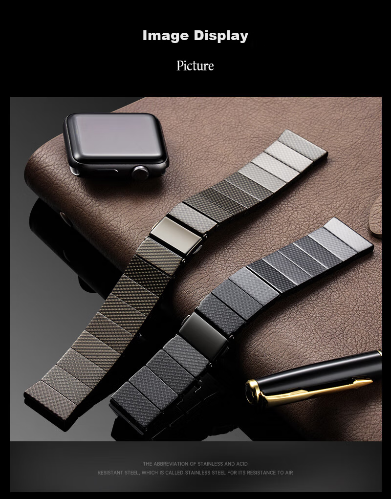MSSM Carbon Fiber Watch Band Compatible with Apple Watch Series 12/11/10/9/Ultra4/SE3, Ultra-Light Business Strap for IWatch All Series - Black 7