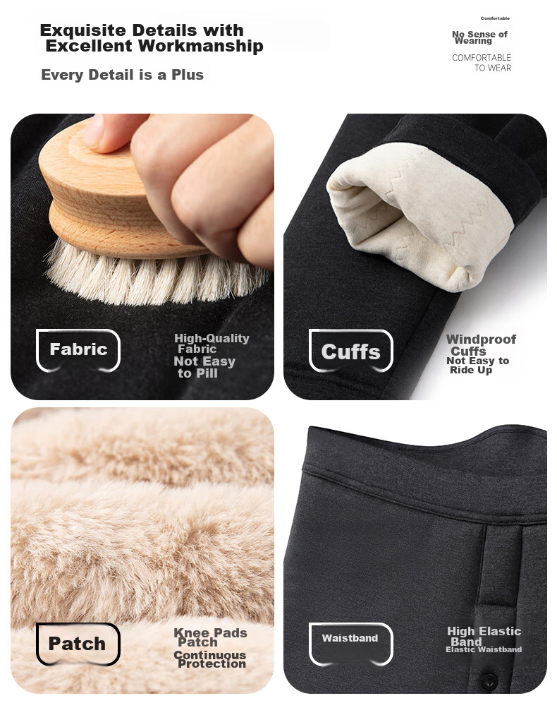 Yiershuang [100% Wool Filling] Men's Thermal Underwear, Four-Layer Fleece-Lined Thickened Cotton Pants 21