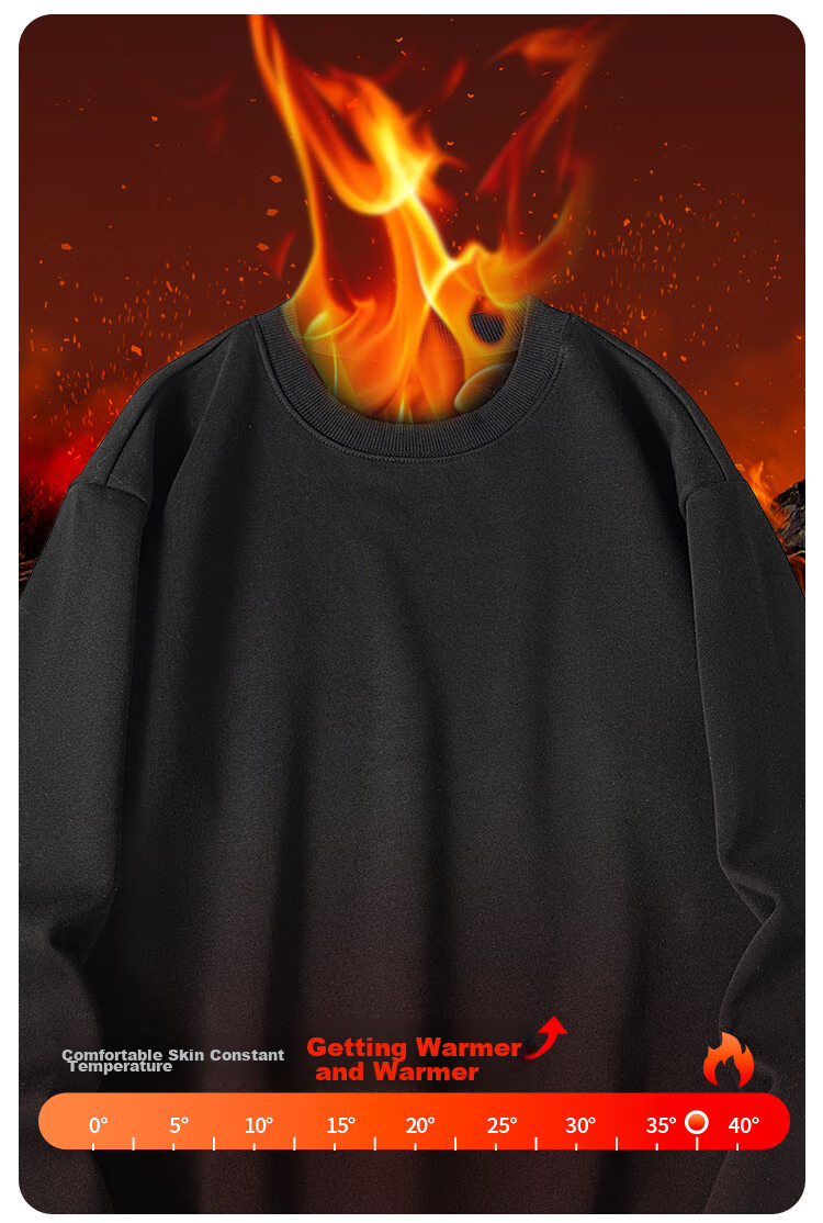 MiiOW Fleece-Lined Sweatshirt for Men, Autumn And Winter Thick Warm Jacket, Men's Round Neck Pullover Top, Versatile Cotton Long-Sleeve Base Layer 8