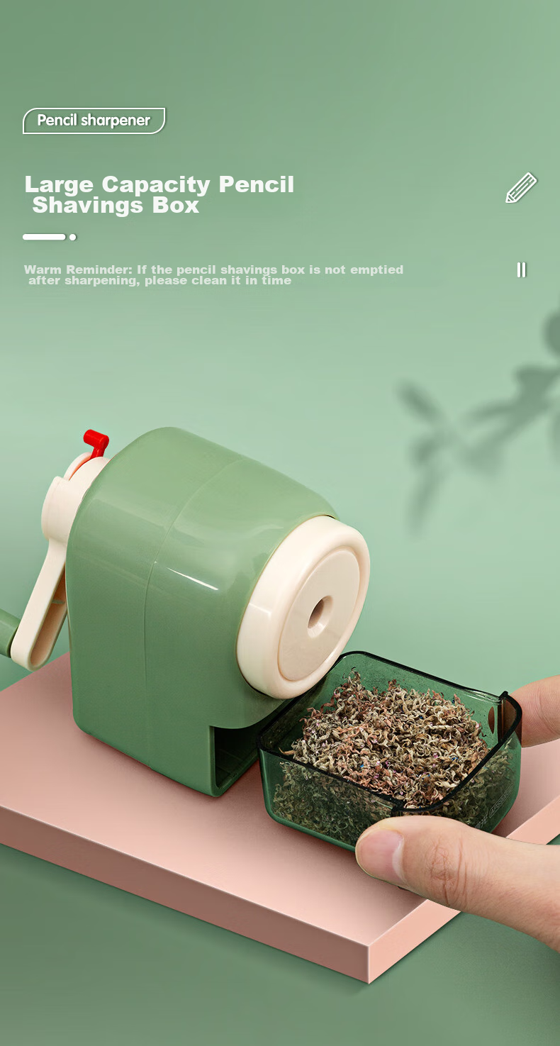 M&G Student Pencil Sharpener with Large Capacity, Hand-Cranked, Automatic Lead Feeding, 5 Adjustable Thickness Settings, Random Pencil Color, APS906J2 8