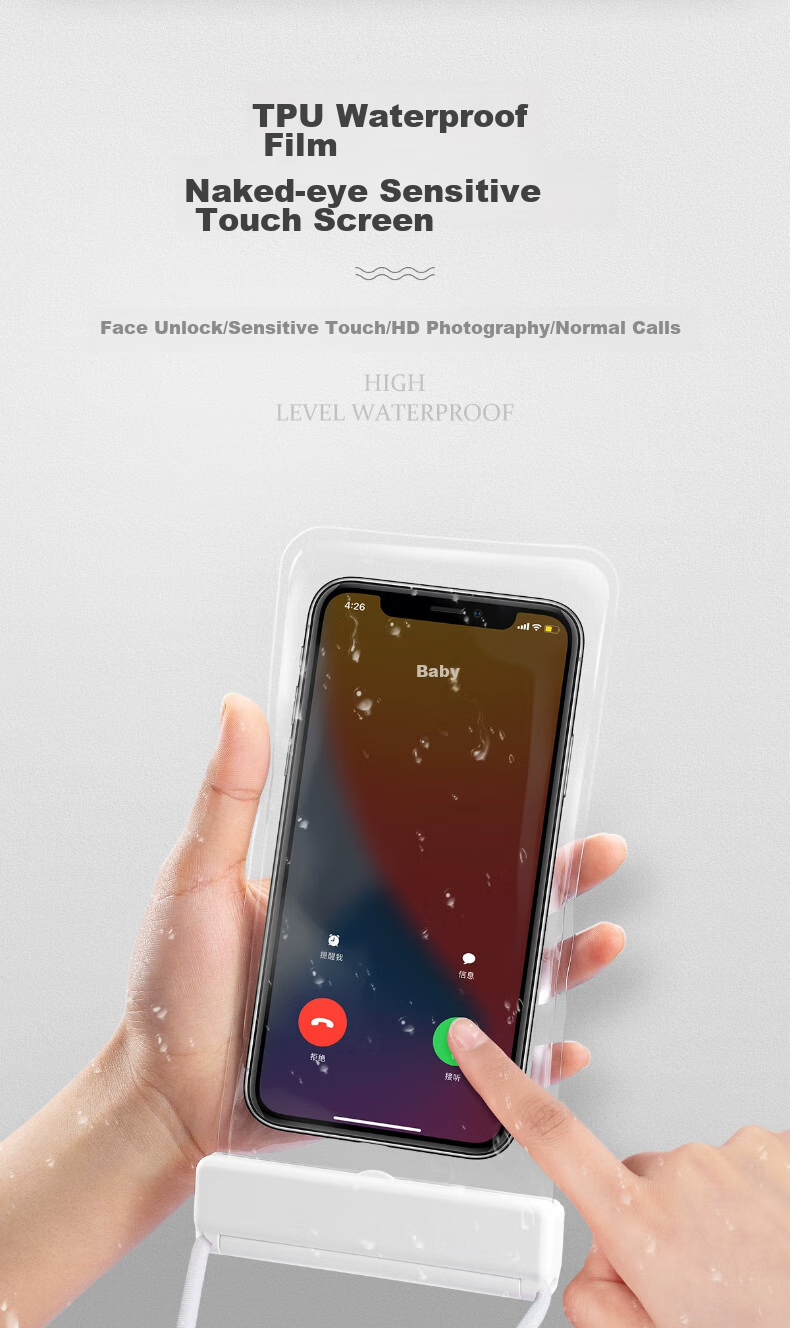 BADIGAO Waterproof Phone Case, Touchscreen Compatible, Photography Ready, for Swimming, Snorkeling, Rafting, Hot Springs, Beach, Transparent Sealed Cover 2