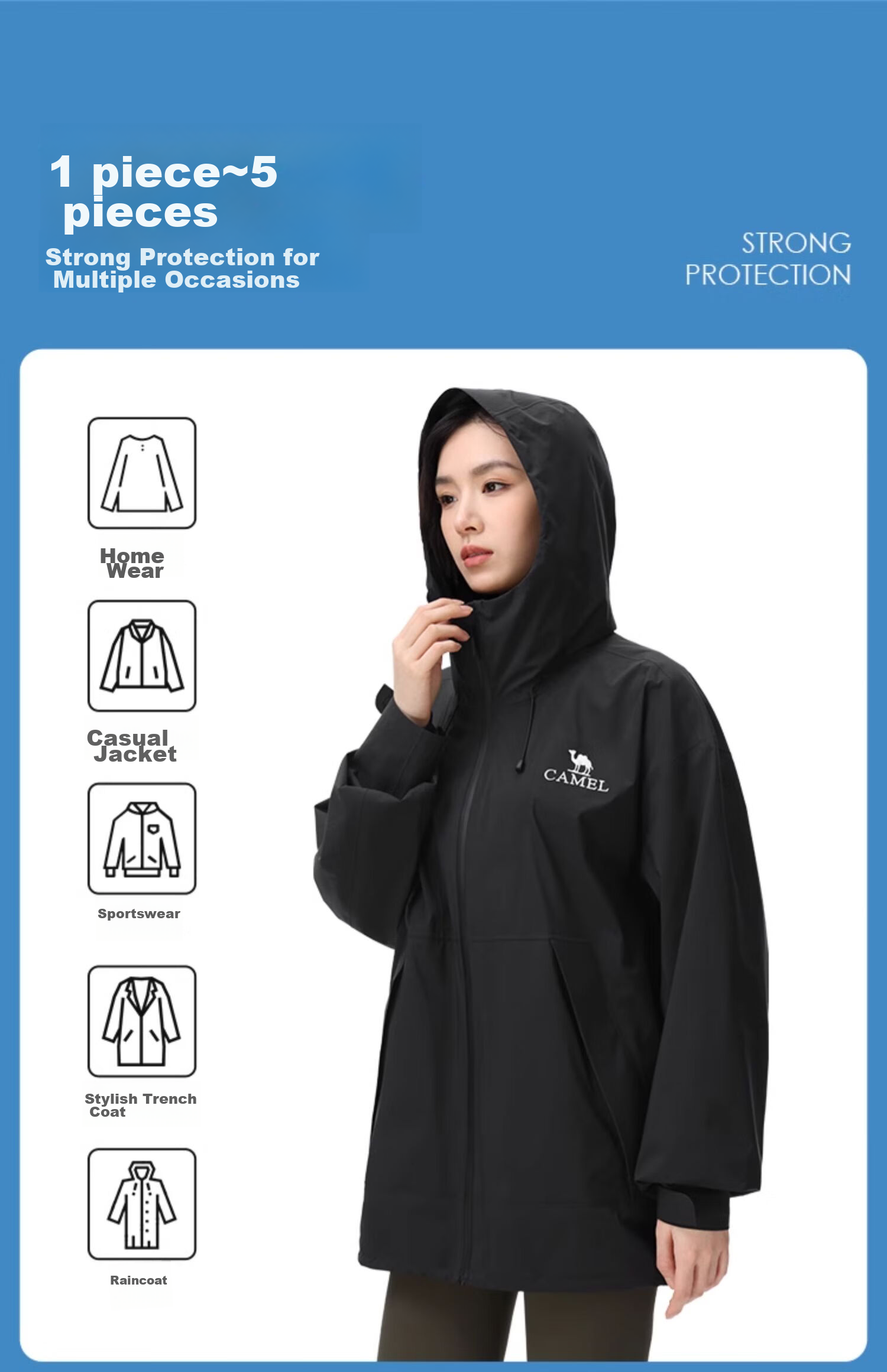 CAMEL Sun Protection Single-Layer Hardshell Mountaineering Jacket EO186 Forest Green, Men's And Women's XXXL 23