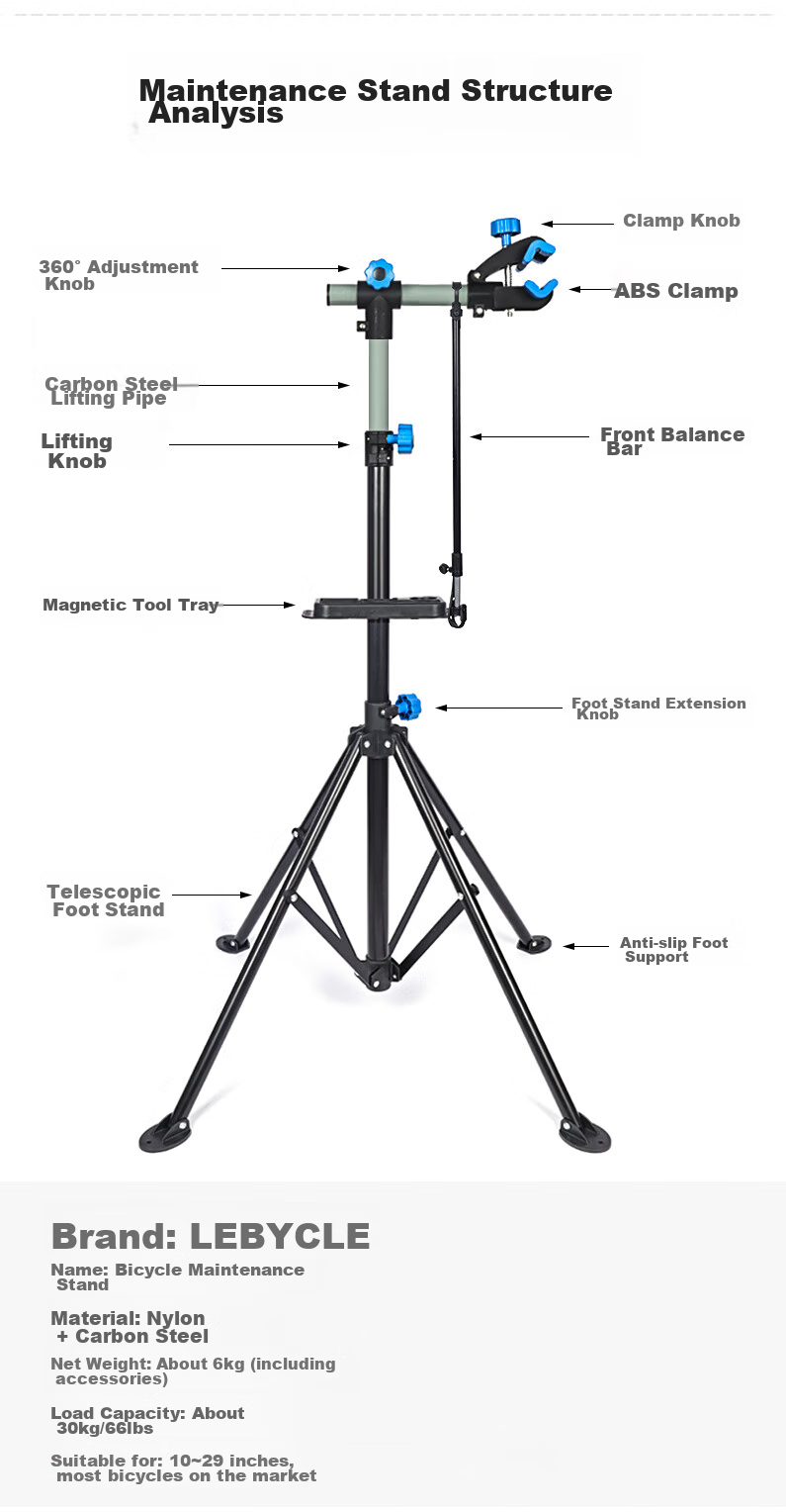 LEBYCLE Mountain Bike Repair Stand, Road Bike Multi-Functional Repair Rack, Universal Folding Bicycle Maintenance Tool 2