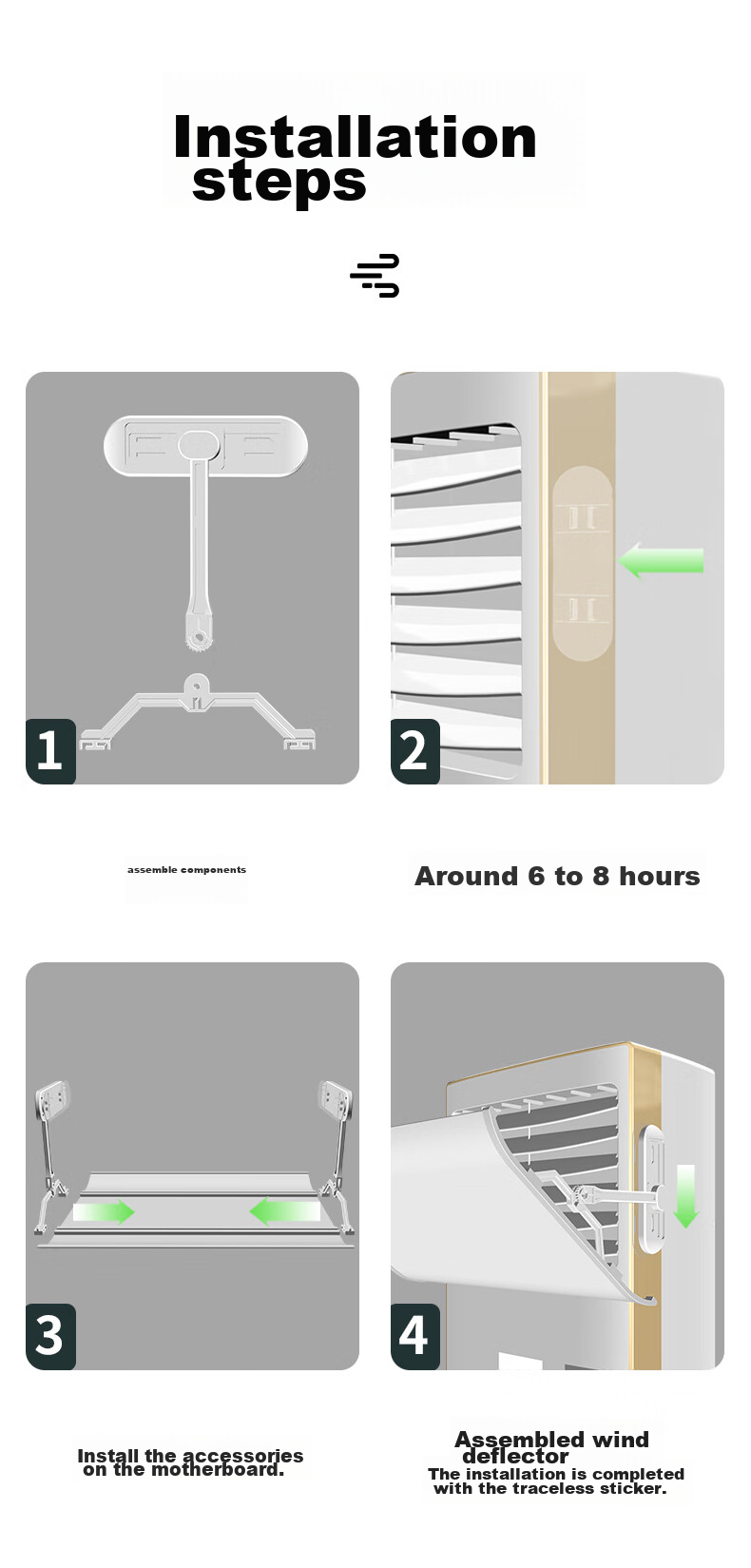XIAOHUANGHOU Floor-Standing Cabinet Air Conditioner Wind Deflector, Anti-Direct Blowing, No Drilling Required, Adjustable Multi-Angle, 20*70CM 10