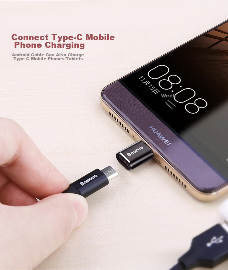 Baseus Type-C Adapter USB OTG Data Cable, Phone USB Drive Tablet Adapter, Car Charger Converter, Compatible with Apple MacBook Laptops Huawei Xiaomi 9