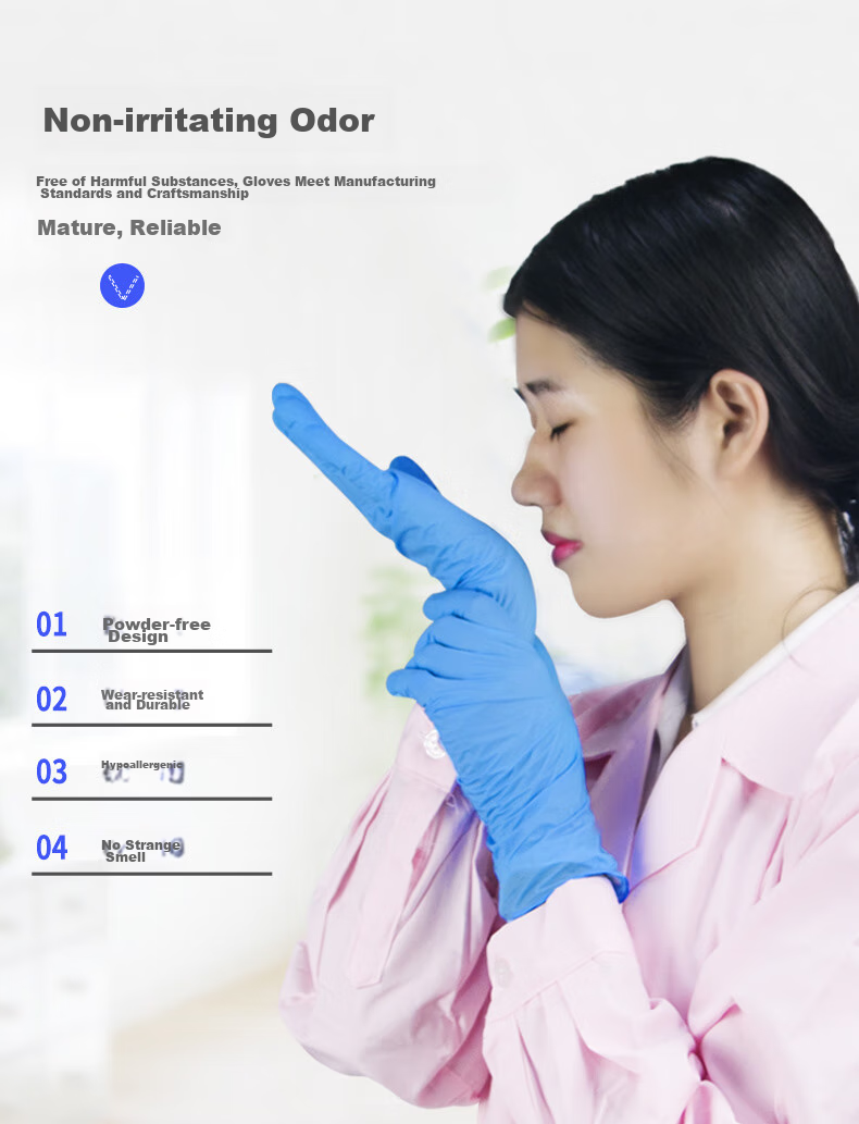 Jiazhanli Disposable Nitrile Gloves, Thickened Durable Gloves, Protective Laboratory Rubber Blue Nitrile Gloves (100 Pieces/box), Size L 10