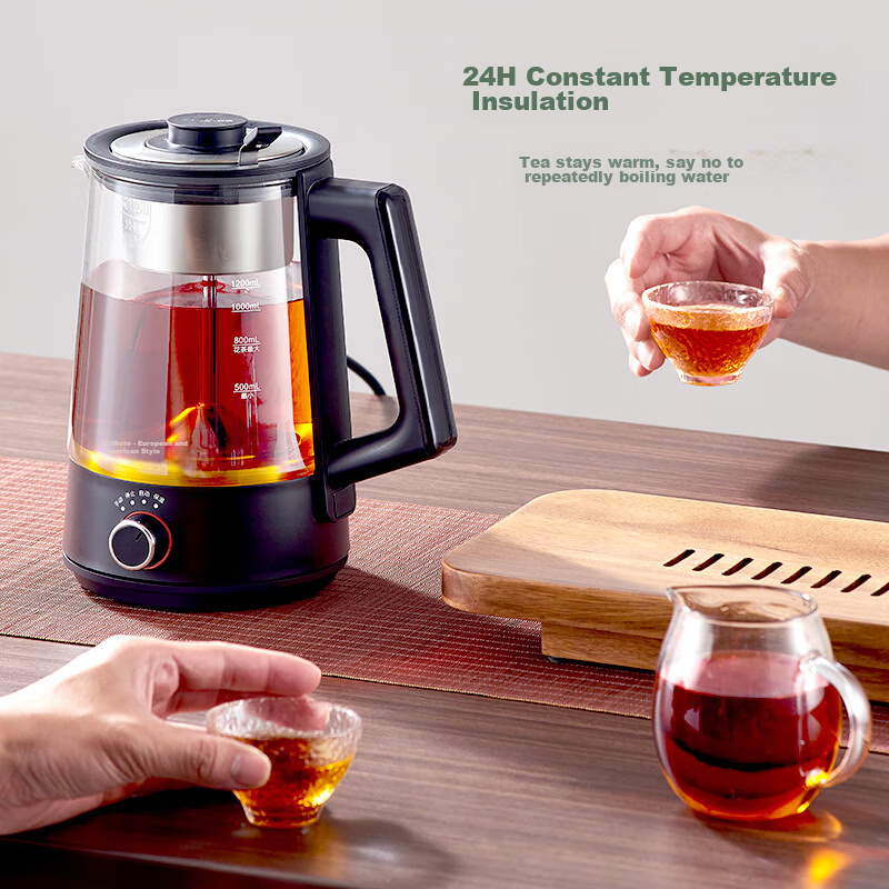 OUMETE Tea Kettle, Tea Maker, Spray-Type Steam Kettle, Health Pot, Glass Constant Temperature Insulated Tea Brewing Kettle OMT-PC1016A (Double Mesh)