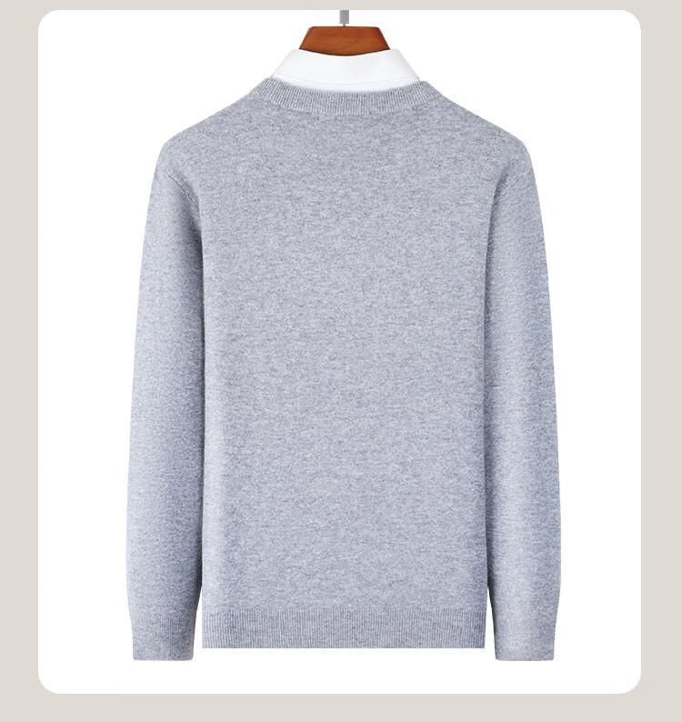 Antonio 100% Wool Textured Jacquard Comfortable Crew Neck Pullover Solid Color Thick Warm Casual Wool Sweater for Men 1