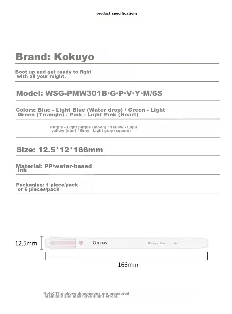 KOKUYO Campus Double-Sided Highlighter Pen, Student Marker for Highlighting And Note-Taking, DIY Stamp Pen for Journaling, Heart/pale Pink, 1 Piece WSG-PMW301P 2