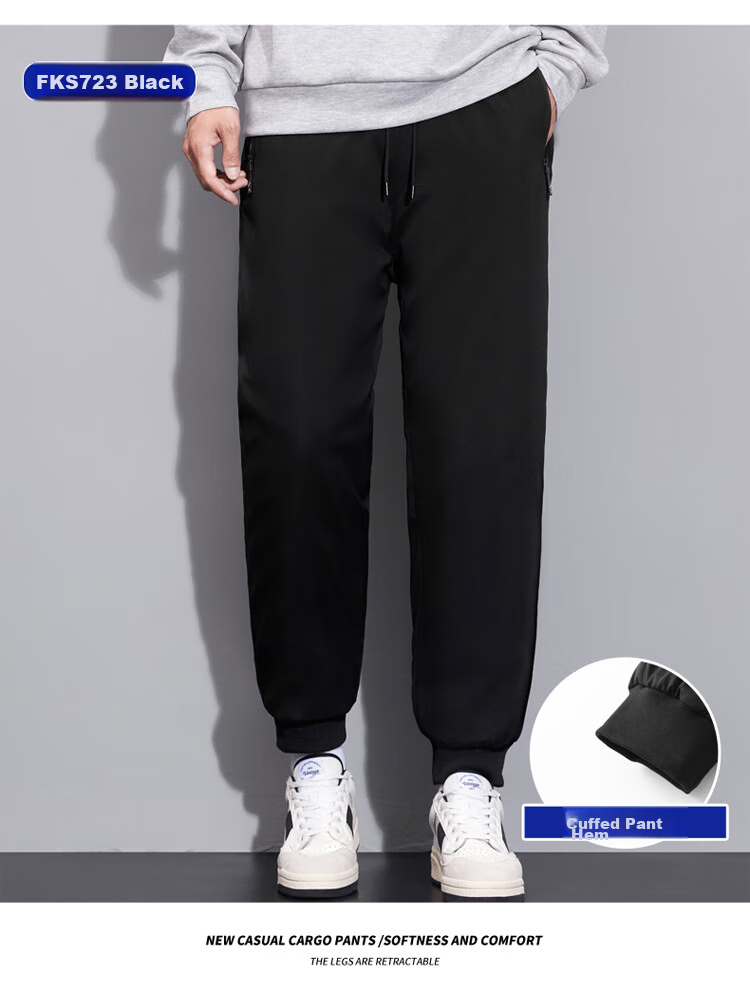 TUCANO Men's Cotton Pants Lamb Wool Fleece Thickened Graphene Warm Comfortable Casual Straight Leg Trousers Black 3XL 23