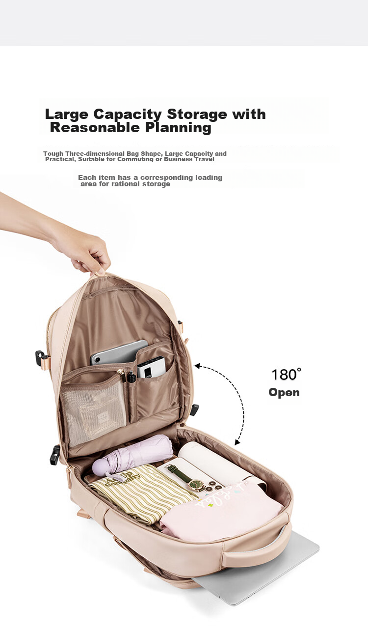 POLO Backpack for Women, Travel Bag, Large Capacity Schoolbag, Luggage Bag with 15.6-Inch Laptop Compartment, Birthday Gift 9