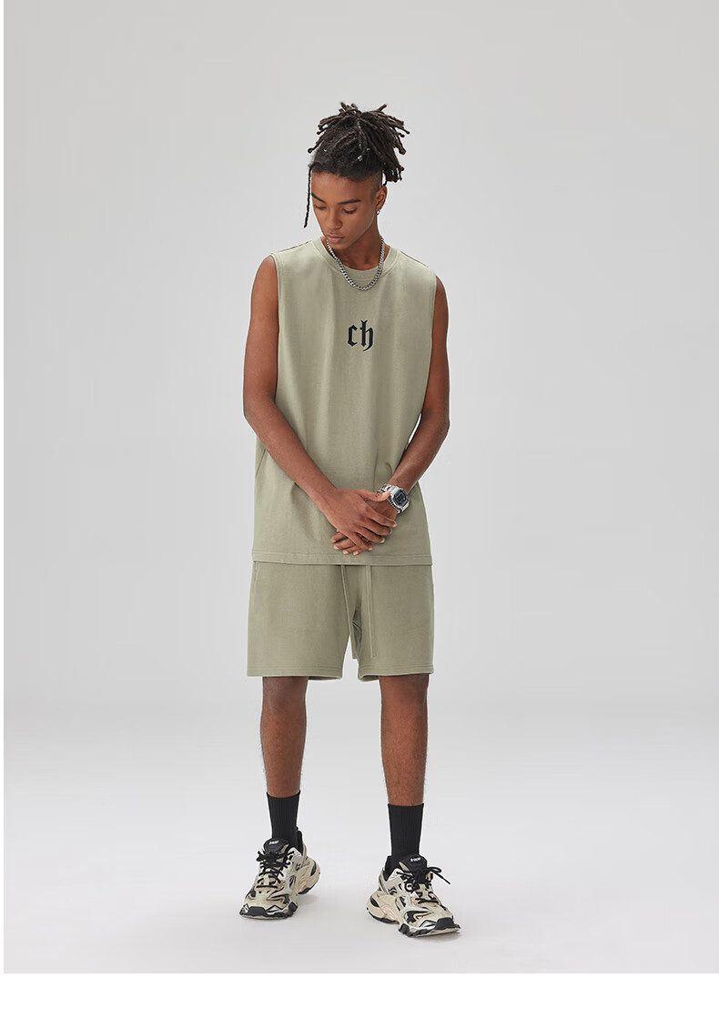 CHINISM CH Men's Vest, American-Style Pure Cotton, Casual High Street Wear, Loose-Fitting Letter Print, Breathable Sleeveless Top, CD2222T1021 14