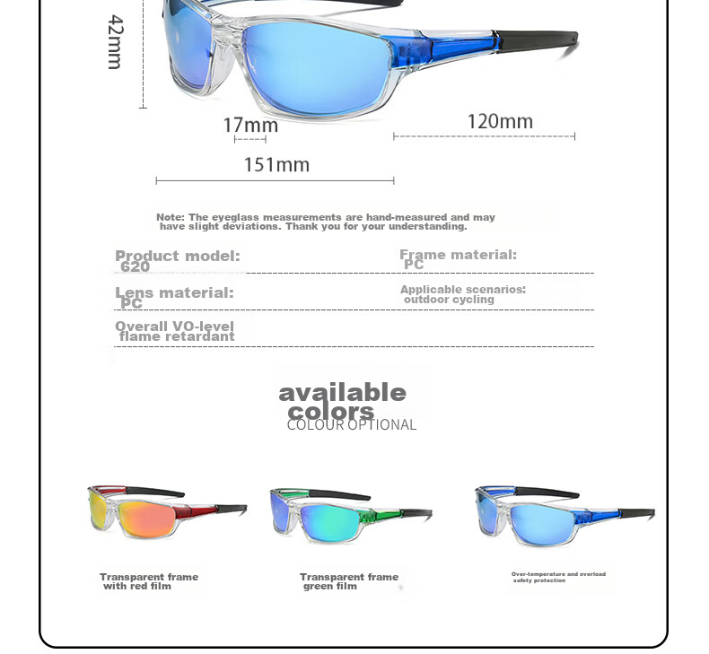 LOVECRAFT Polarized 620-Transparent Frame Green Film, Fishing Glasses for Men And Women, Coated Cycling Motorcycle Sunglasses Lure Glasses 3