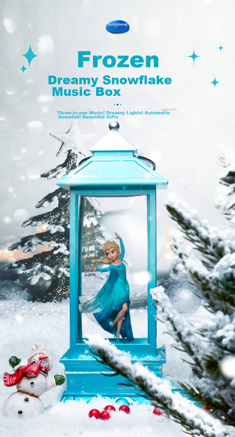 Disney Music Box, Musical Box, Crystal Ball Night Light, Frozen Elsa Princess Girl, National Day Gift, Wind Lamp Ornament 1