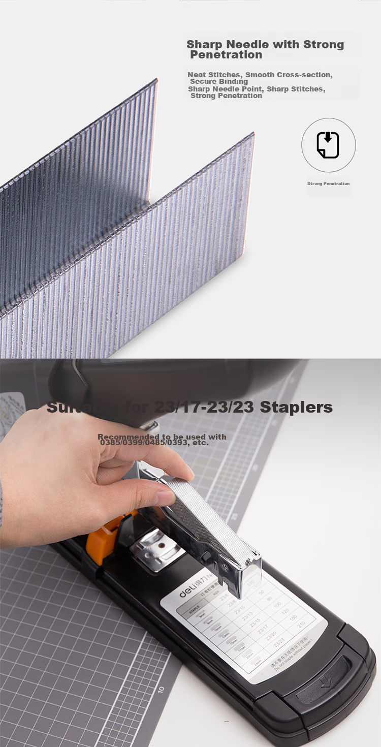 Deli 23/17 Heavy-Duty Staples, Easy-Penetrating Staples, 1000 Pieces/box, Single Box, Can Staple up to 120 Pages, Office Supplies, 0017 2