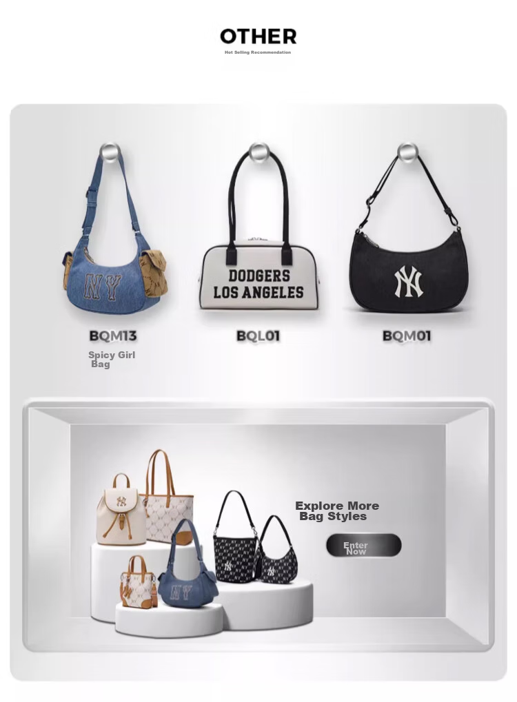 MLB Handbag for Women, Underarm Bag, Crossbody Bag, Handbag, Shoulder Bag, Travel Bag, Tote Bag, Gift, 3ABQS014N-50BKS 3