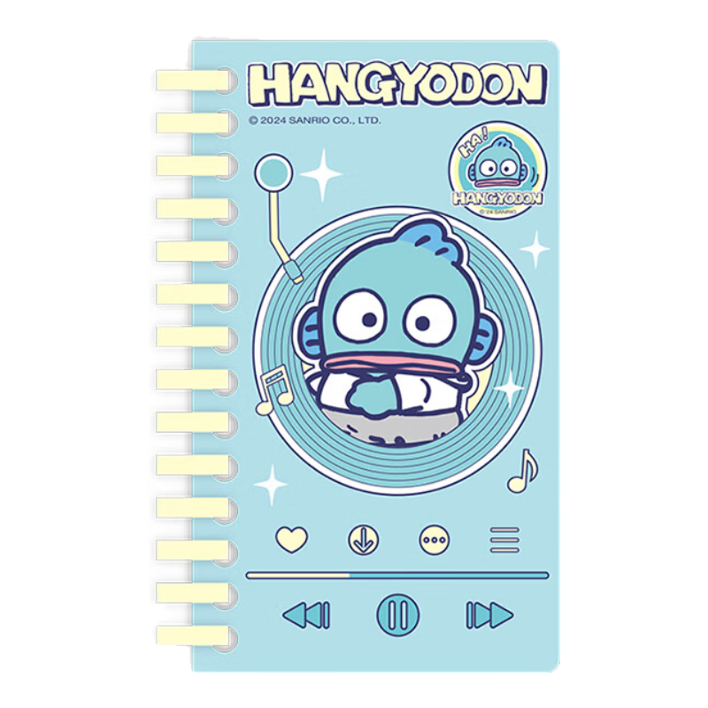 GuangBo X Sanrio Series Soft Spiral Notebook, Lined Inner Pages, Student Planner, Journal, Diary, Half-Person Fish Green, 70*120mm/68 Sheets, KT81403