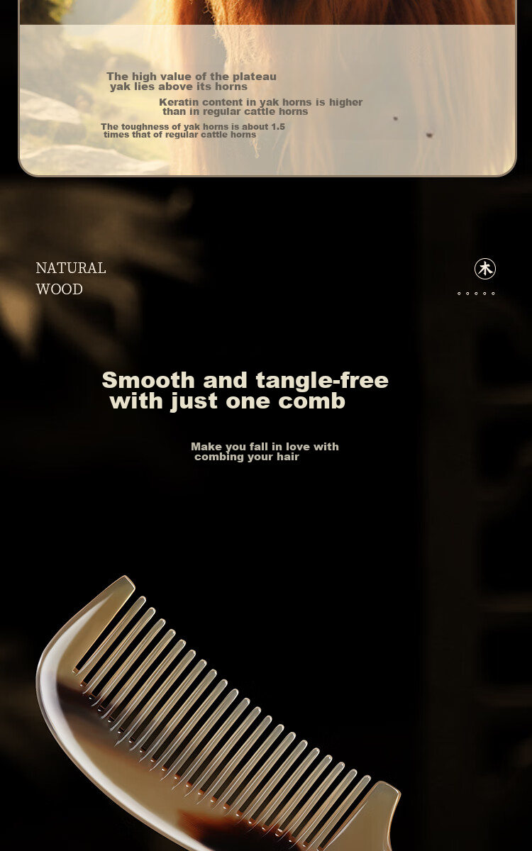 Creative Art Authentic Natural Ox Horn Comb for Men And Women, Massage Meridian Comb, Mid-Autumn Festival Gift for Elders, Teachers, And Girlfriends 8