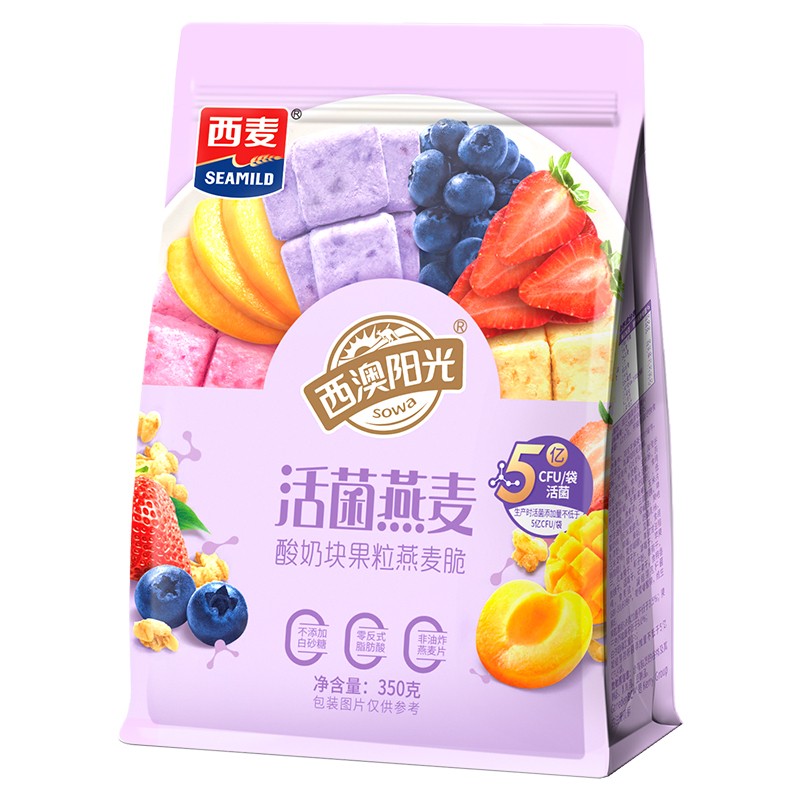 西麦酸奶块果粒燕麦脆350g 水果燕麦片营养早餐五谷代餐干吃休闲零食