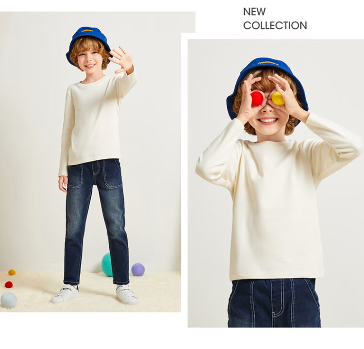 Baleno Children's Spring Solid Color Crew Neck Base Layer Long Sleeve Top for Boys And Older Children 82031811 29R Pink 120cm 14