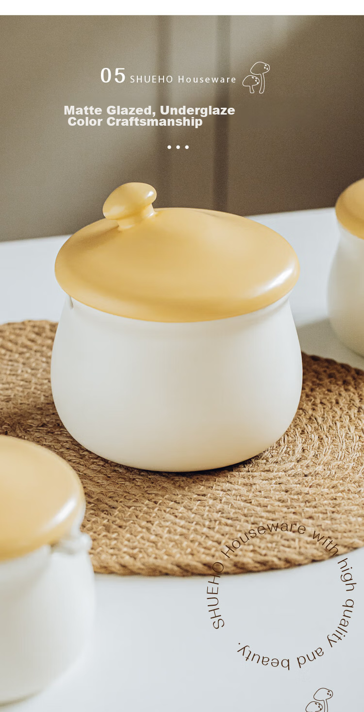 Shuke Ceramic Lard Jar, Heat-Resistant, for Storing Chili Oil And Spices, Food-Grade 8